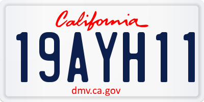 CA license plate 19AYH11