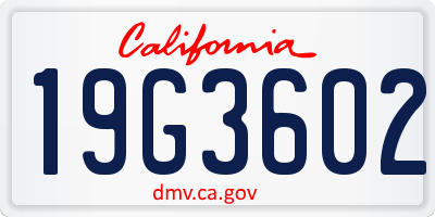 CA license plate 19G3602