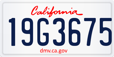 CA license plate 19G3675