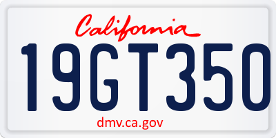 CA license plate 19GT350