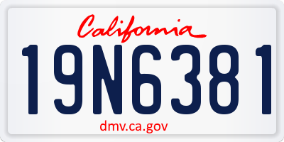 CA license plate 19N6381