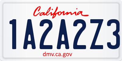 CA license plate 1A2A2Z3