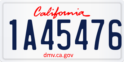 CA license plate 1A45476