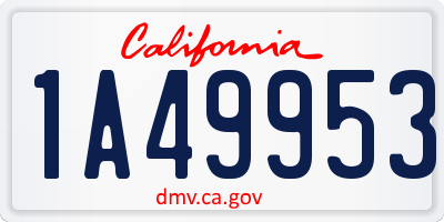 CA license plate 1A49953