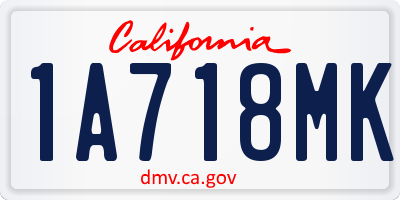 CA license plate 1A718MK