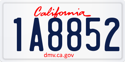 CA license plate 1A8852