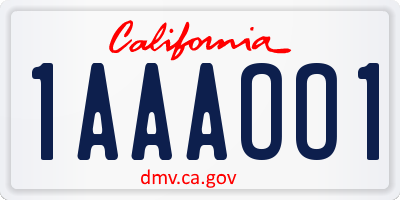 CA license plate 1AAAOO1