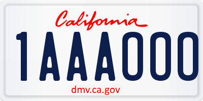 CA license plate 1AAAOOO