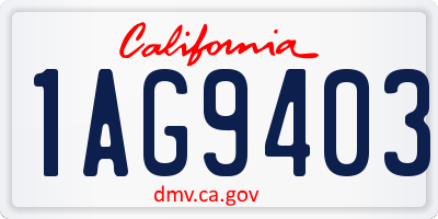 CA license plate 1AG9403