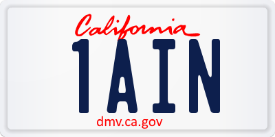 CA license plate 1AIN