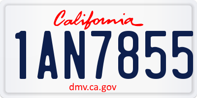 CA license plate 1AN7855