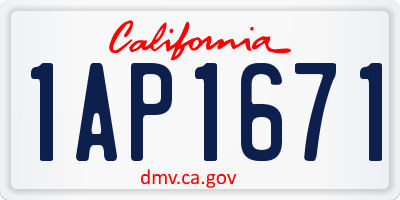 CA license plate 1AP1671