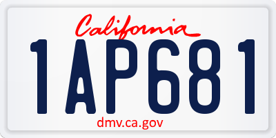 CA license plate 1AP681