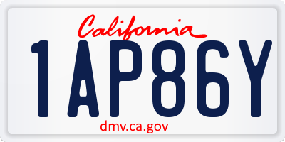 CA license plate 1AP86Y