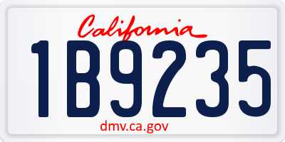 CA license plate 1B9235