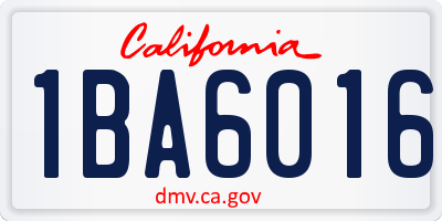 CA license plate 1BA6016