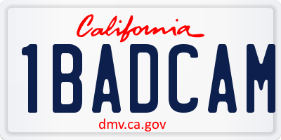 CA license plate 1BADCAM