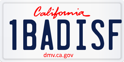 CA license plate 1BADISF