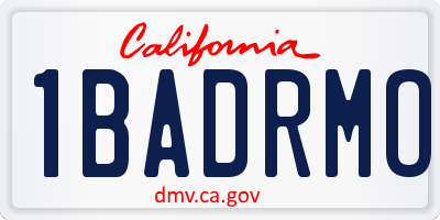 CA license plate 1BADRMO