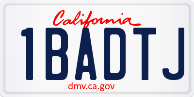 CA license plate 1BADTJ