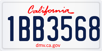 CA license plate 1BB3568