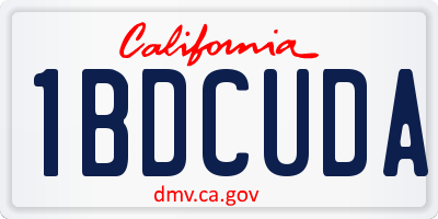 CA license plate 1BDCUDA