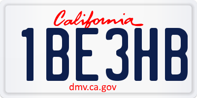 CA license plate 1BE3HB