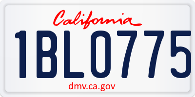 CA license plate 1BL0775