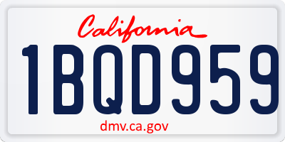 CA license plate 1BQD959