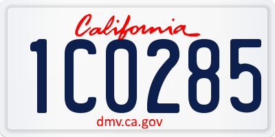 CA license plate 1C0285