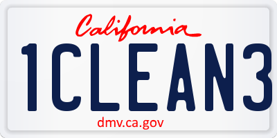 CA license plate 1CLEAN3