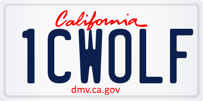 CA license plate 1CWOLF