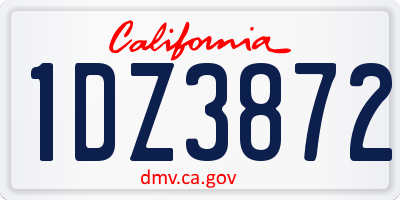 CA license plate 1DZ3872