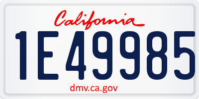 CA license plate 1E49985