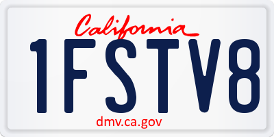 CA license plate 1FSTV8