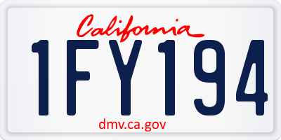 CA license plate 1FY194