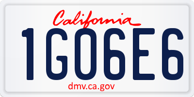 CA license plate 1G06E6