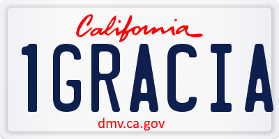 CA license plate 1GRACIA