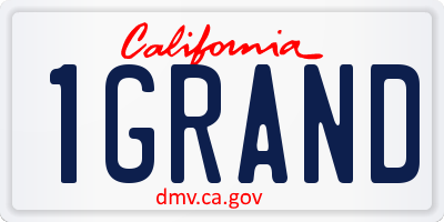 CA license plate 1GRAND