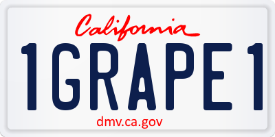 CA license plate 1GRAPE1