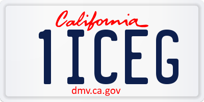 CA license plate 1ICEG