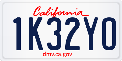 CA license plate 1K32YO