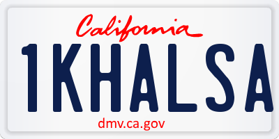 CA license plate 1KHALSA