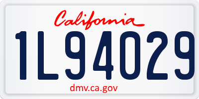 CA license plate 1L94029