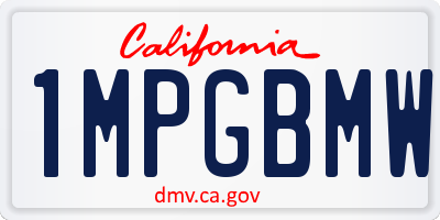 CA license plate 1MPGBMW