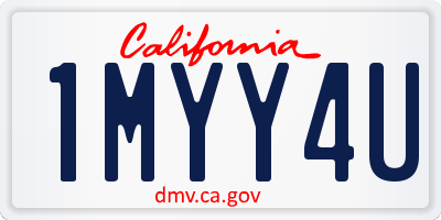 CA license plate 1MYY4U