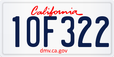 CA license plate 1OF322