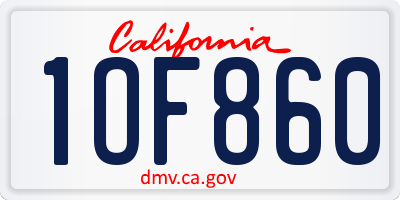 CA license plate 1OF860