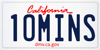 CA license plate 1OMINS