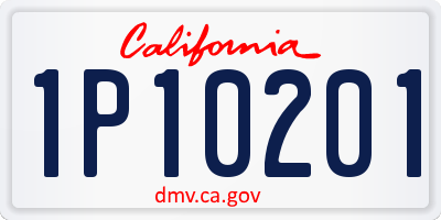 CA license plate 1P10201